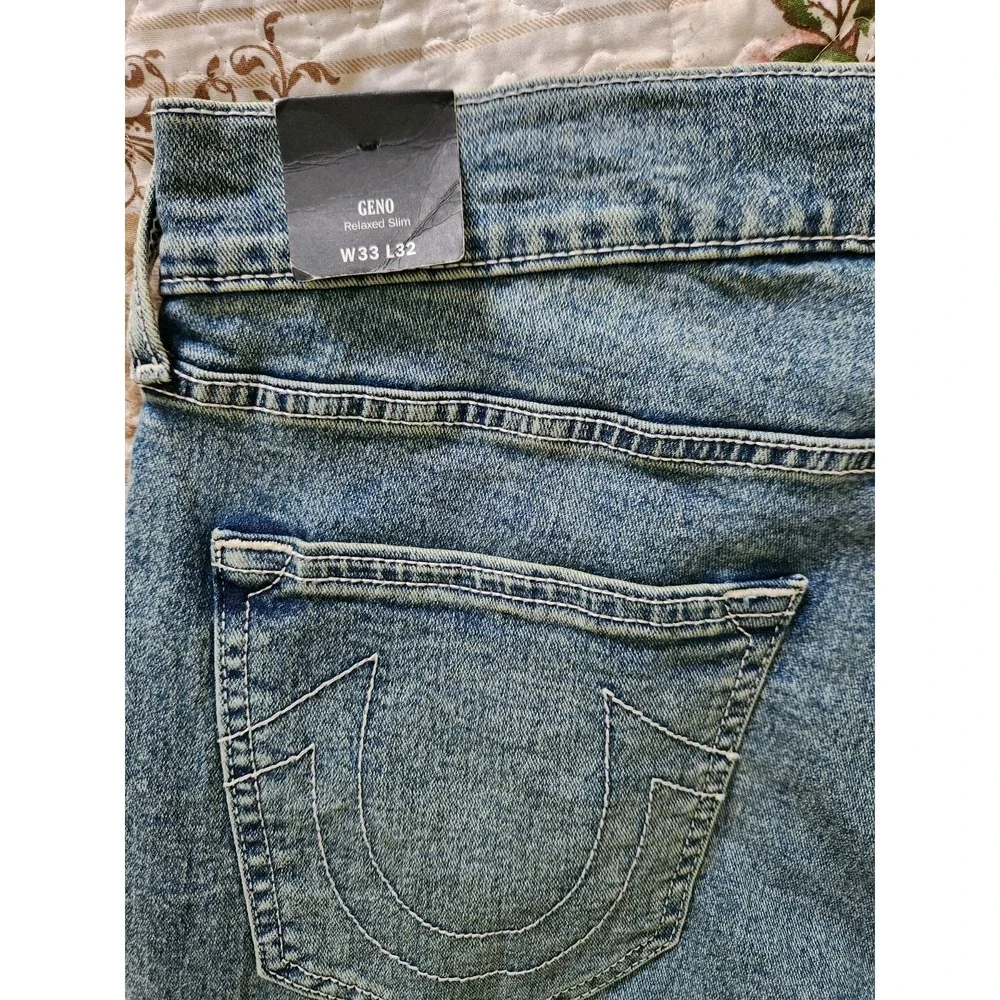True Religion GENO Men's Relaxed Slim Blue Jeans Pants‎ Pockets Size 33×32